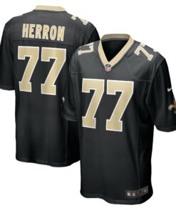 Men's New Orleans Saints Justin Herron Black Game Jersey JS3634 nicesnker