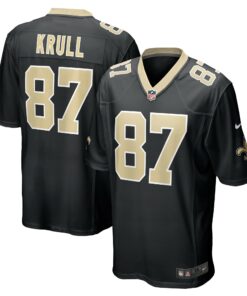 Men's New Orleans Saints Lucas Krull Black Game Player Jersey JS4625 nicesnker