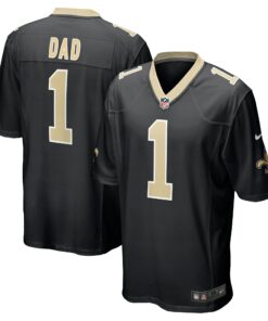 Men's New Orleans Saints Number 1 Dad Black Game Jersey JS3904 nicesnker