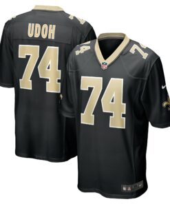 Men's New Orleans Saints Olisaemeka Udoh Black Game Jersey JS1507 nicesnker