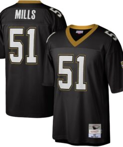 Men's New Orleans Saints Sam Mills Mitchell & Ness Black Legacy Jersey JS2351 nicesnker