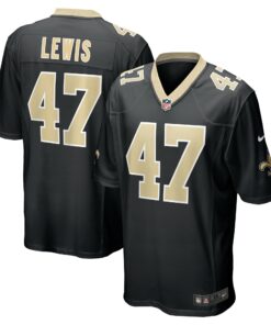 Men's New Orleans Saints Terrell Lewis Black Game Jersey JS5317 nicesnker