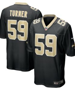 Men's New Orleans Saints Trai Turner Black Team Game Jersey JS1500 nicesnker