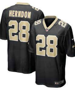 Men's New Orleans Saints Tre Herndon Black Game Jersey JS3858 nicesnker