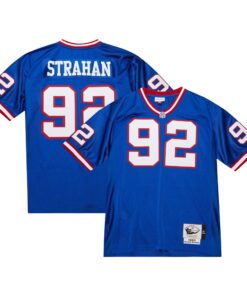 Men's New York Giants 1993 Michael Strahan Mitchell & Ness Royal Throwback Retired Player Jersey JS4113 nicesnker