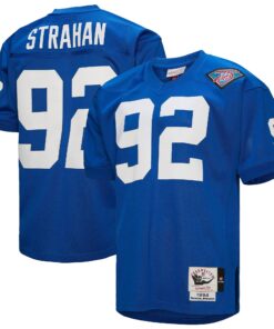 Men's New York Giants 1994 Michael Strahan Mitchell & Ness Royal Throwback Retired Player Jersey JS8446 nicesnker
