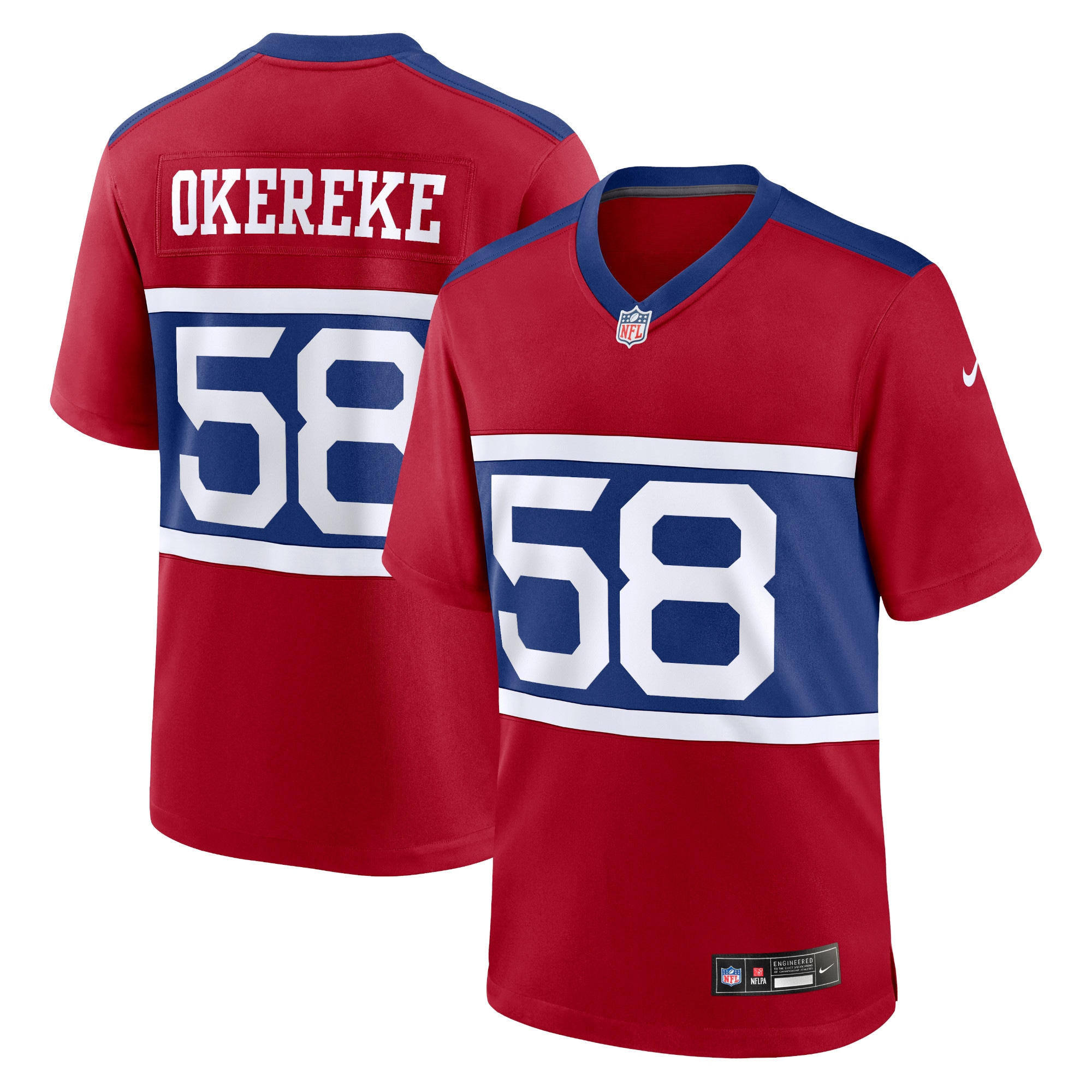 Men's New York Giants Bobby Okereke Century Red Alternate Player Game Jersey JS2115 nicesnker