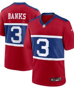 Men's New York Giants Deonte Banks Century Red Alternate Player Game Jersey JS5286 nicesnker