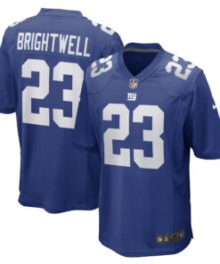 Men's New York Giants Gary Brightwell Royal Team Game Player Jersey JS4613 nicesnker