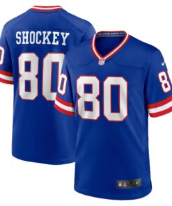 Men's New York Giants Jeremy Shockey Royal Classic Retired Player Game Jersey JS9288 nicesnker