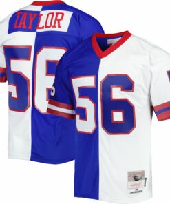 Men's New York Giants Lawrence Taylor Mitchell & Ness Royal/White 1986 Split Legacy Jersey JS7463 nicesnker