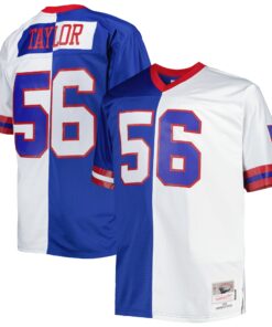 Men's New York Giants Lawrence Taylor Mitchell & Ness Royal/White Big & Tall Split Legacy Retired Player Jersey JS7263 nicesnker