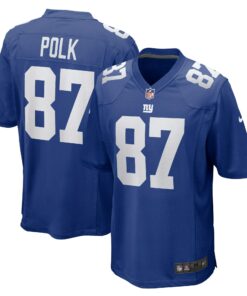 Men's New York Giants Makai Polk Royal Home Game Player Jersey JS7083 nicesnker