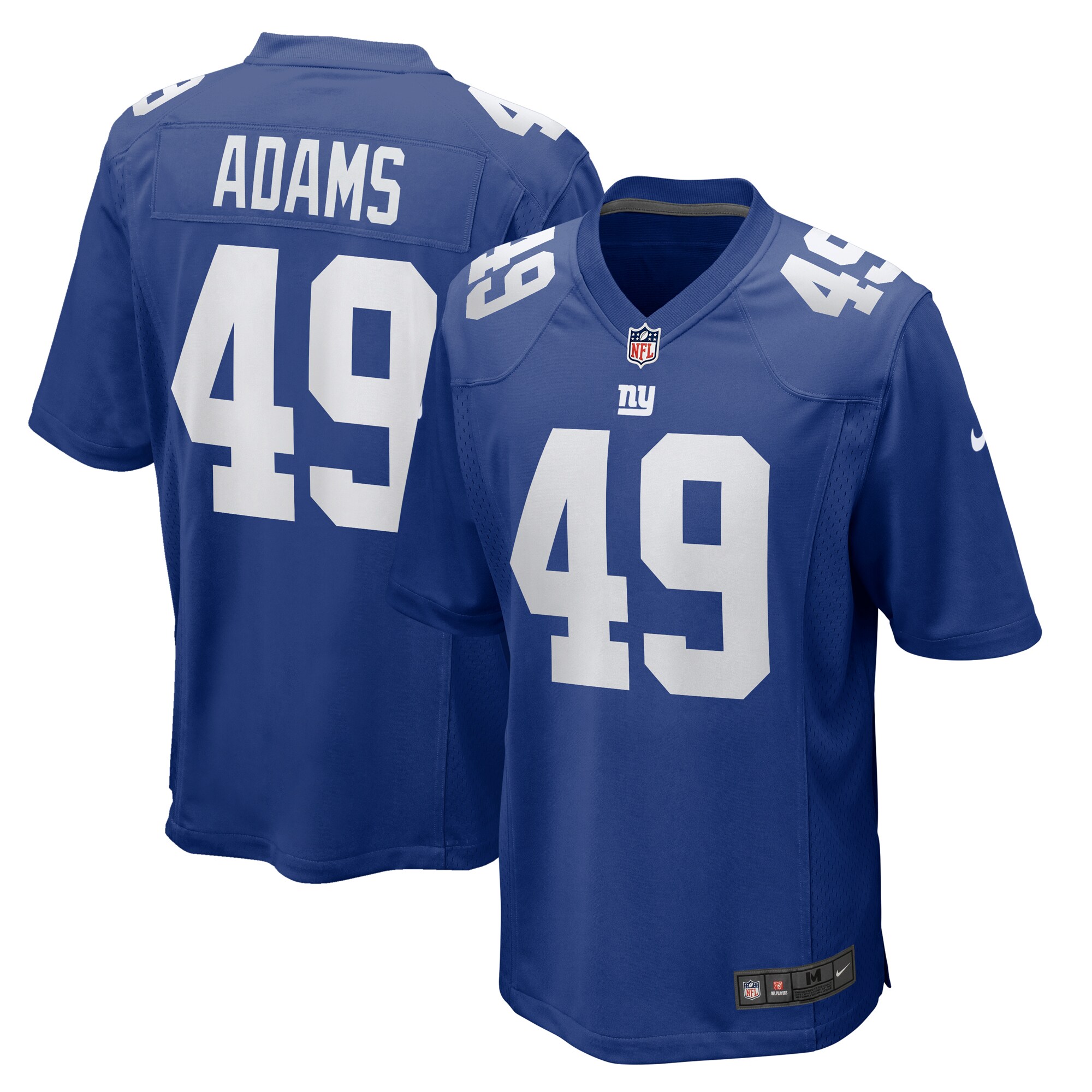 Men's New York Giants Matthew Adams Royal Team Game Jersey JS9784 nicesnker