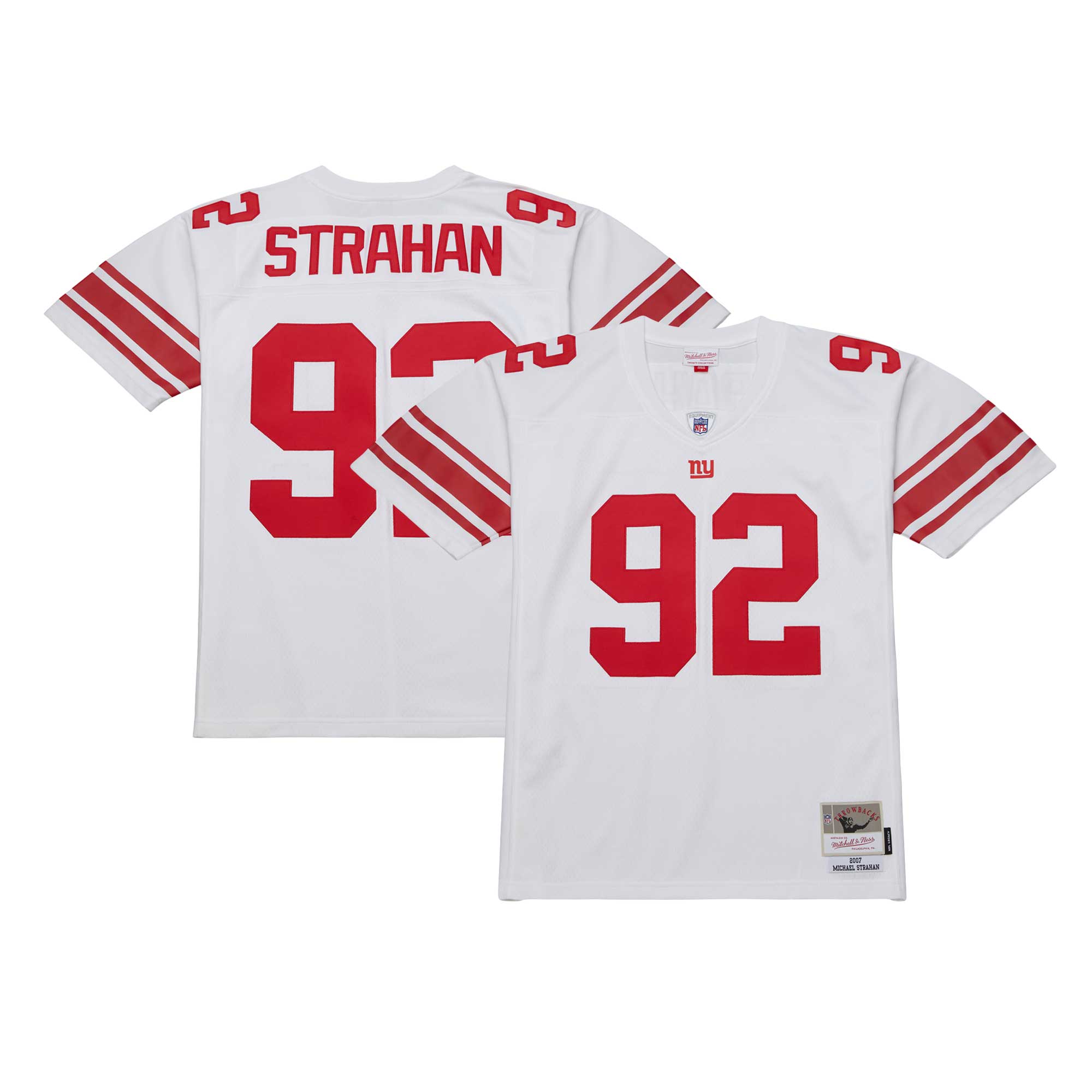 Men's New York Giants Michael Strahan Mitchell & Ness White Legacy Jersey JS5377 nicesnker