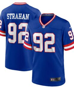 Men's New York Giants Michael Strahan Royal Classic Retired Player Game Jersey JS9284 nicesnker