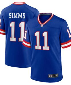 Men's New York Giants Phil Simms Royal Classic Retired Player Game Jersey JS5601 nicesnker