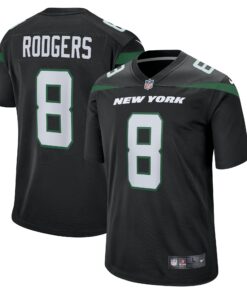Men's New York Jets Aaron Rodgers Black Game Jersey JS5666 nicesnker