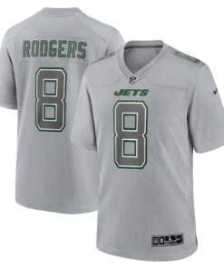 Men's New York Jets Aaron Rodgers Heather Gray Atmosphere Fashion Game Jersey JS3624 nicesnker