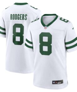 Men's New York Jets Aaron Rodgers Legacy White Player Game Jersey JS9498 nicesnker