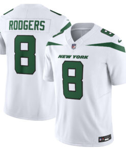 Men's New York Jets Aaron Rodgers Spotlight White Vapor F.U.S.E. Limited Jersey JS7276 nicesnker