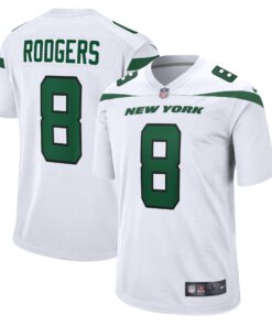 Men's New York Jets Aaron Rodgers White Game Jersey JS4432 nicesnker