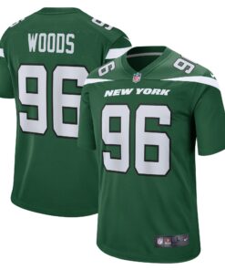 Men's New York Jets Al Woods Gotham Green Game Jersey JS6998 nicesnker