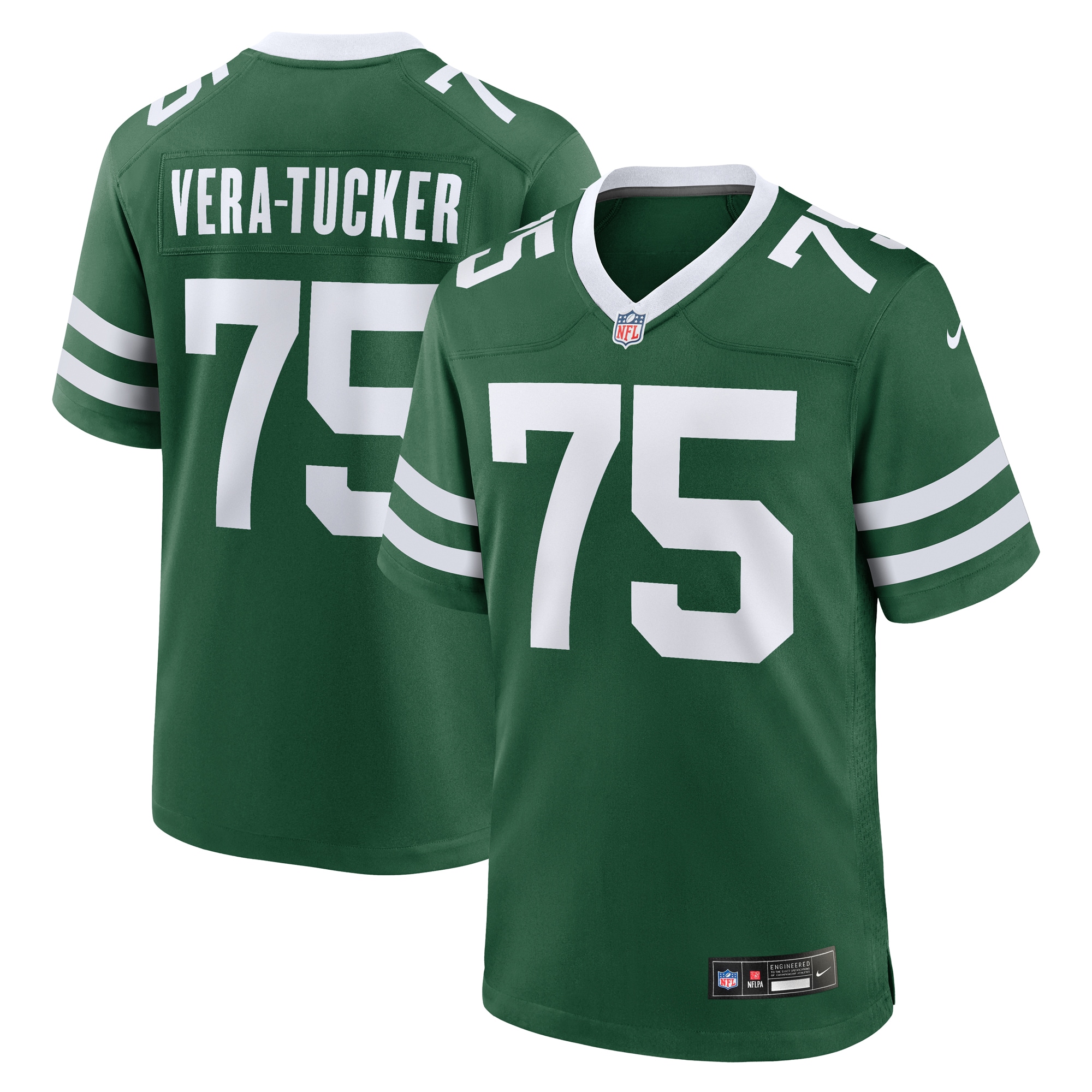 Men's New York Jets Alijah Vera-Tucker Legacy Green Team Game Jersey JS7941 nicesnker