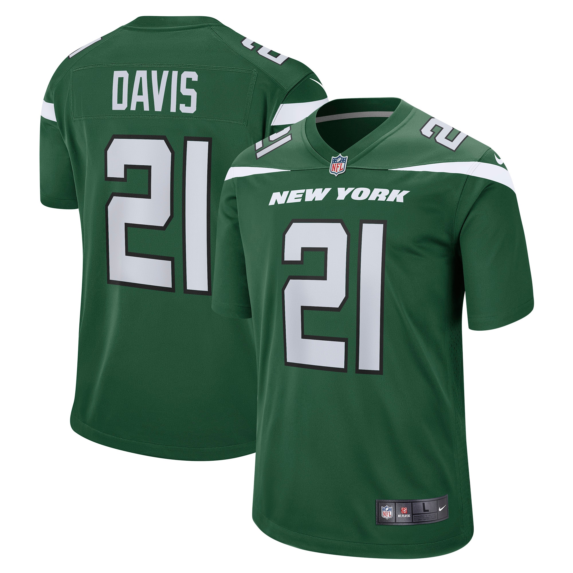 Men's New York Jets Ashtyn Davis Gotham Green Game Player Jersey JS7920 nicesnker