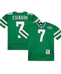 Men's New York Jets Boomer Esiason Mitchell & Ness Kelly Green 1993 Throwback Retired Player Pocket Jersey JS1269 nicesnker
