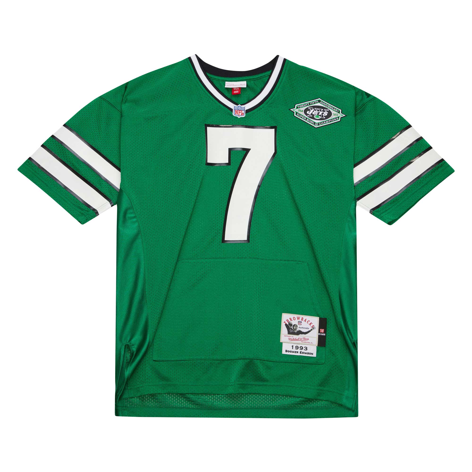 Men's New York Jets Boomer Esiason Mitchell & Ness Kelly Green 1993 Throwback Retired Player Pocket Jersey JS1269 nicesnker - Image 2