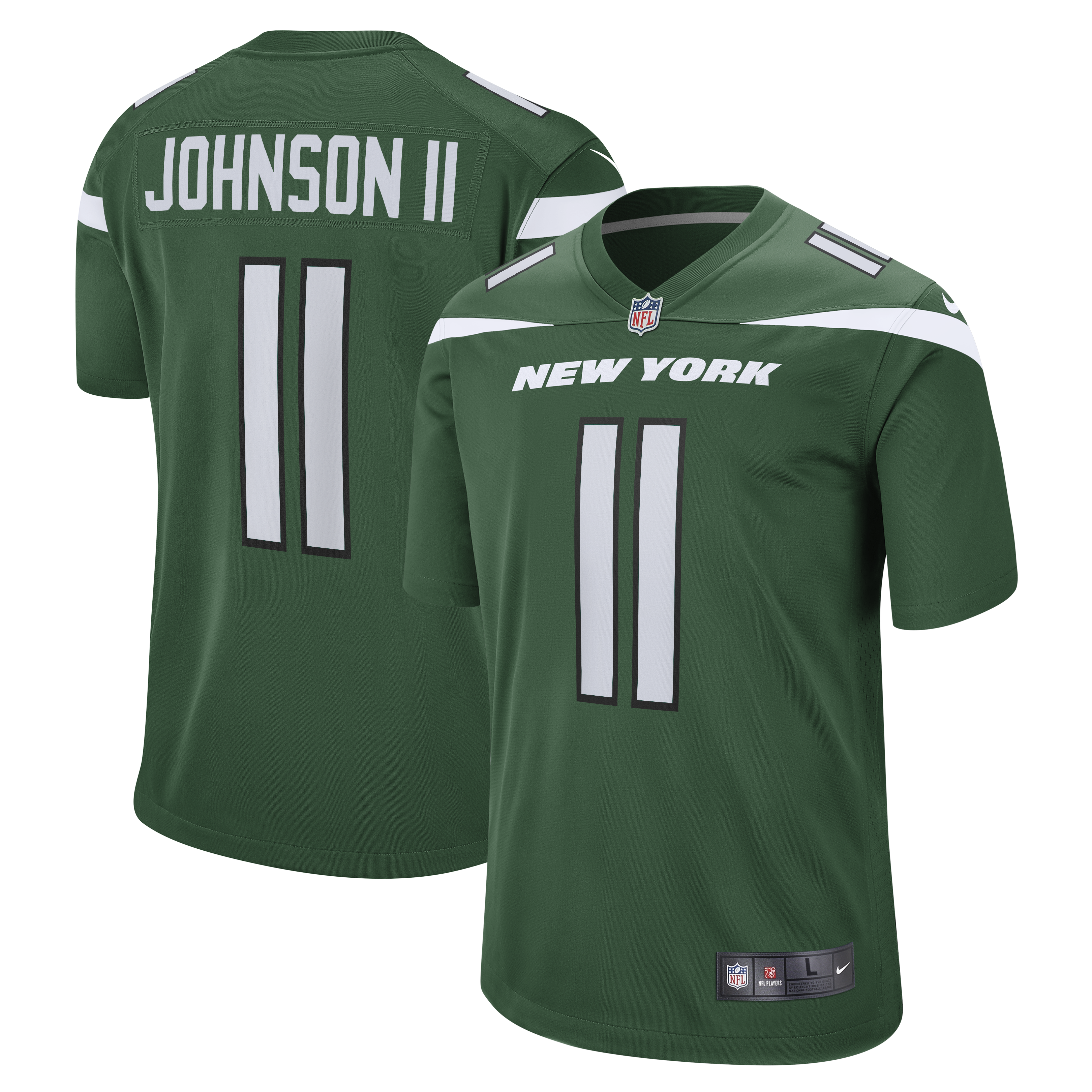 Men's New York Jets Jermaine Johnson II Gotham Green Game Jersey JS6640 nicesnker