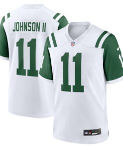 Men's New York Jets Jermaine Johnson II White Classic Alternate Game Jersey JS1238 nicesnker