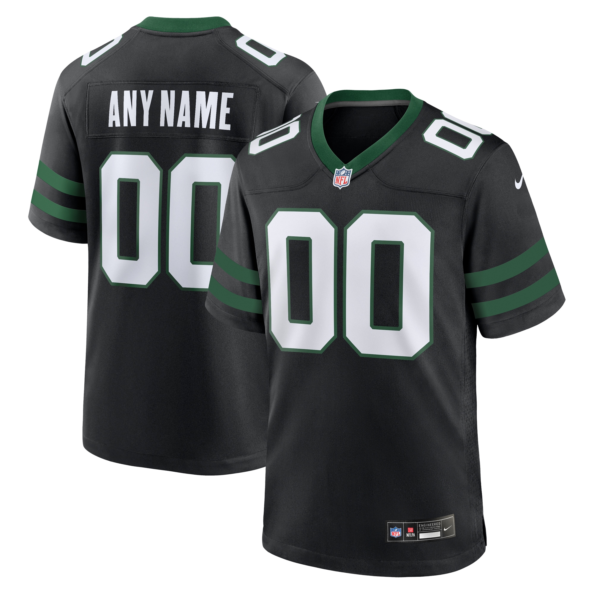 Men's New York Jets Legacy Black Alternate Custom Game Jersey JS1986 nicesnker