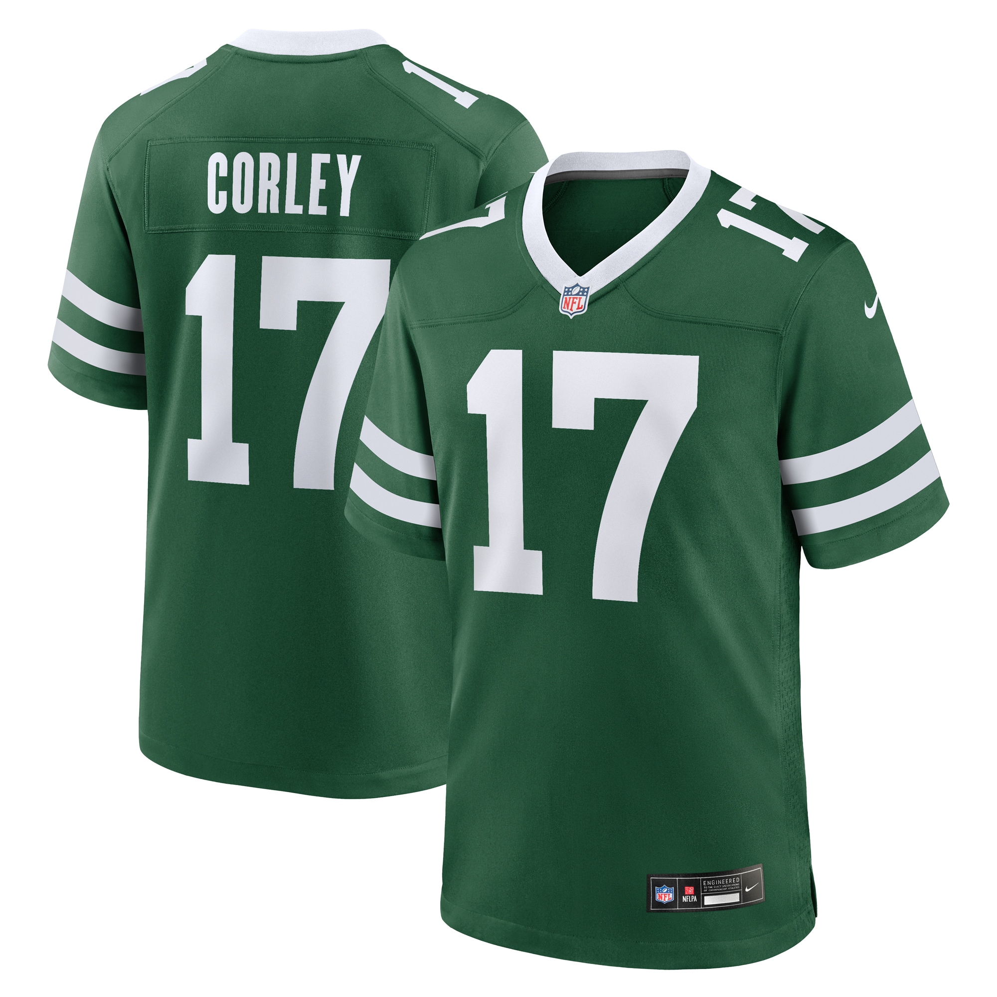 Men's New York Jets Malachi Corley Legacy Green Team Game Jersey JS3979 nicesnker