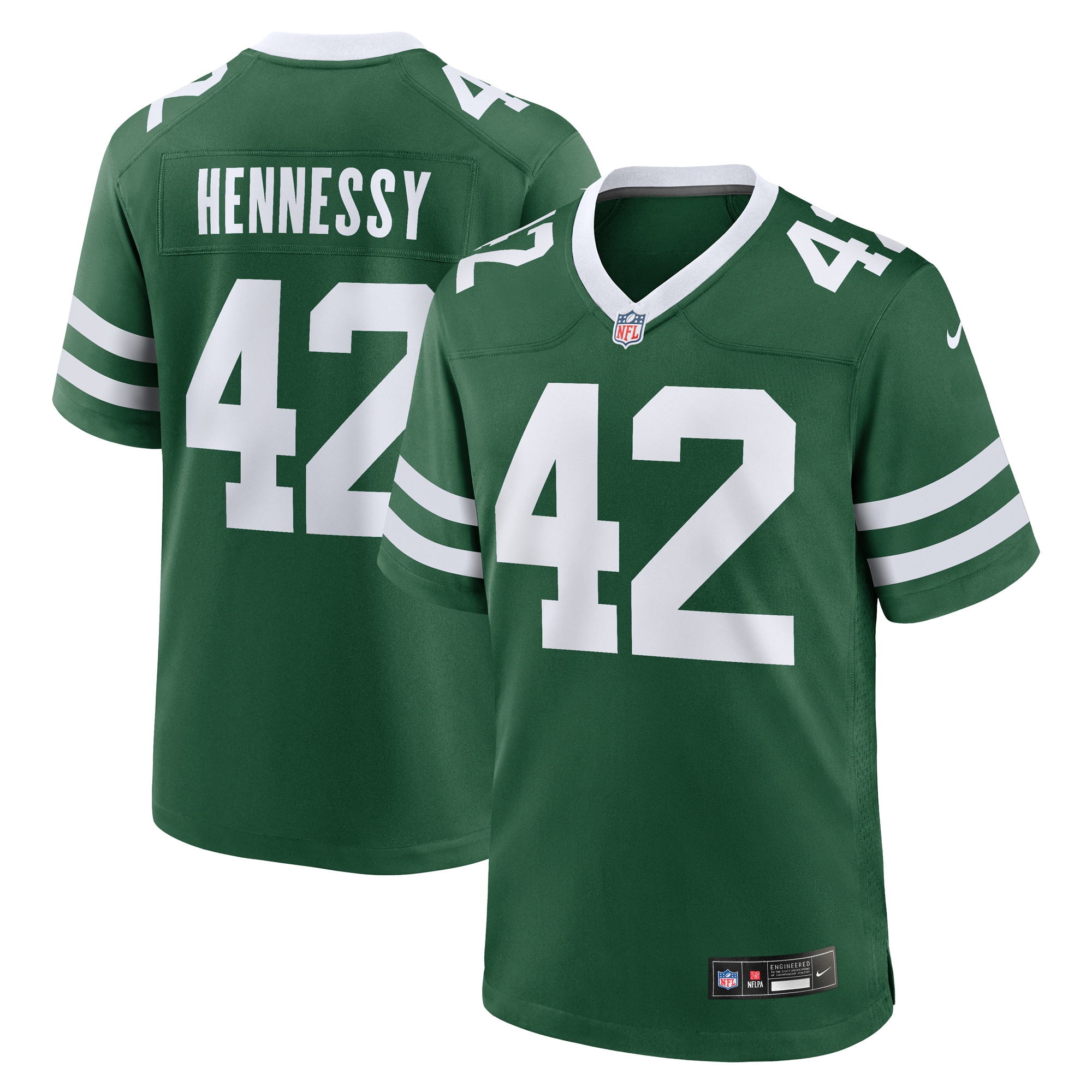Men's New York Jets Thomas Hennessy Legacy Green Team Game Jersey JS9317 nicesnker