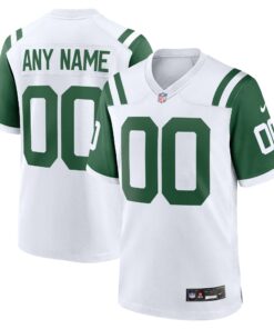 Men's New York Jets White Classic Alternate Custom Jersey JS1353 nicesnker