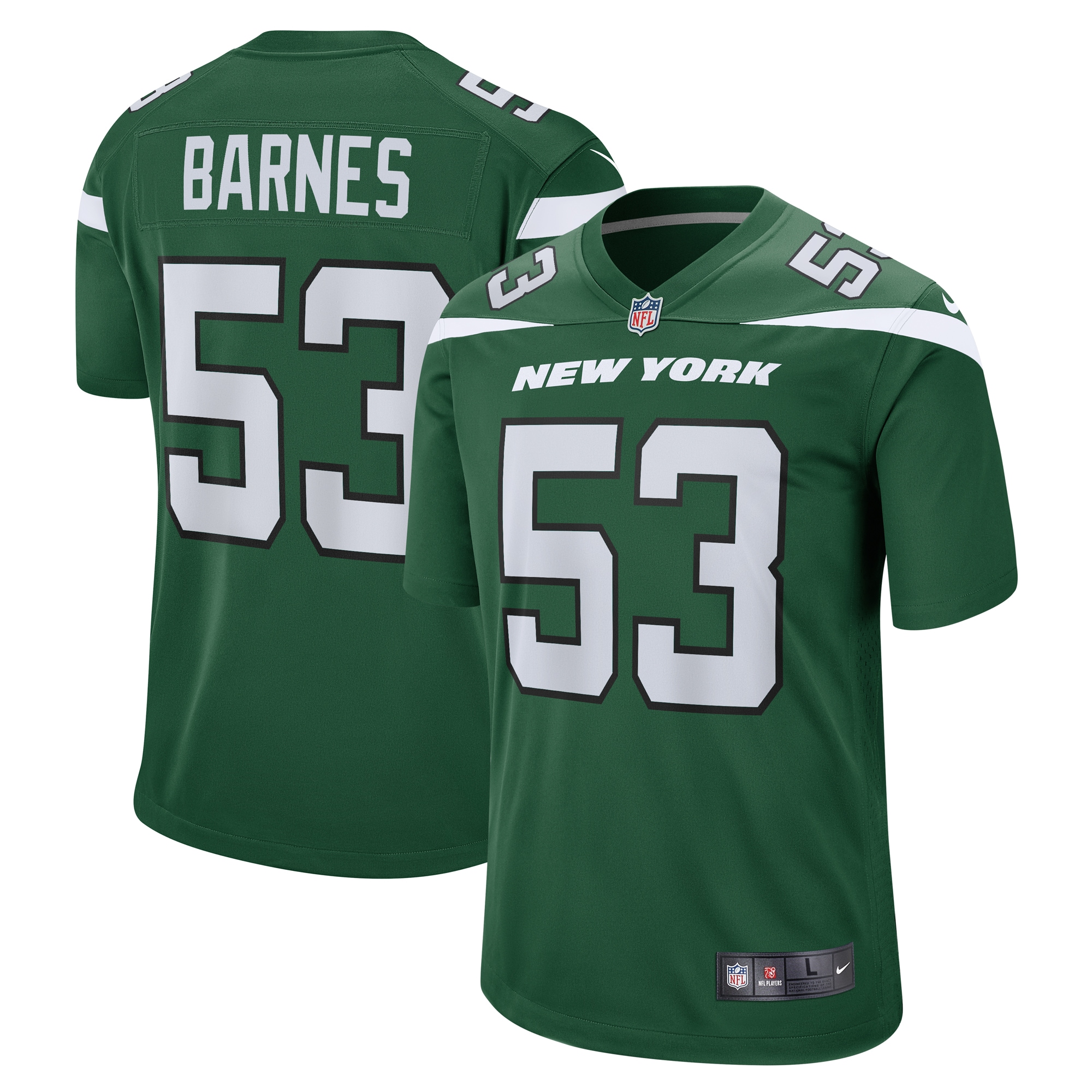 Men's New York Jets Zaire Barnes Gotham Green Game Jersey JS2228 nicesnker