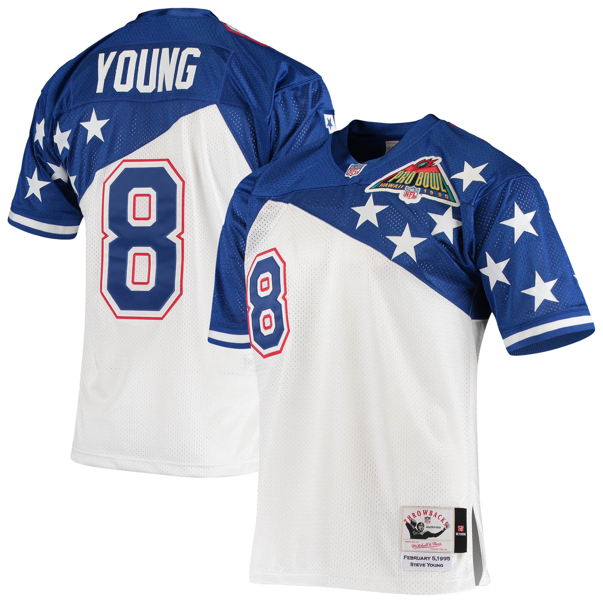 Men's NFC Steve Young Mitchell & Ness White/Blue 1994 Pro Bowl Jersey JS8057 nicesnker