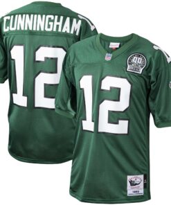 Men's Philadelphia Eagles 1992 Randall Cunningham Mitchell & Ness Green Throwback Retired Player Jersey JS7197 nicesnker