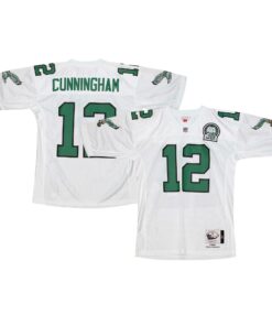 Men's Philadelphia Eagles 1992 Randall Cunningham Mitchell & Ness White Throwback Retired Player Jersey JS1694 nicesnker