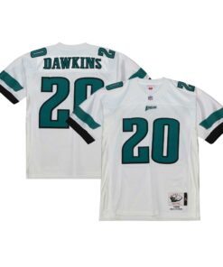 Men's Philadelphia Eagles 1996 Brian Dawkins Mitchell & Ness White Throwback Retired Player Jersey JS9357 nicesnker