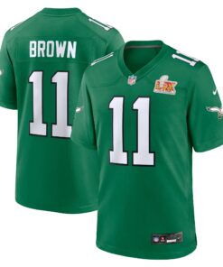 Men's Philadelphia Eagles A.J. Brown Kelly Green Super Bowl LIX 2nd Alternate Game Jersey JS4809 nicesnker