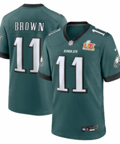 Men's Philadelphia Eagles A.J. Brown Midnight Green Super Bowl LIX Game Player Jersey JS9264 nicesnker