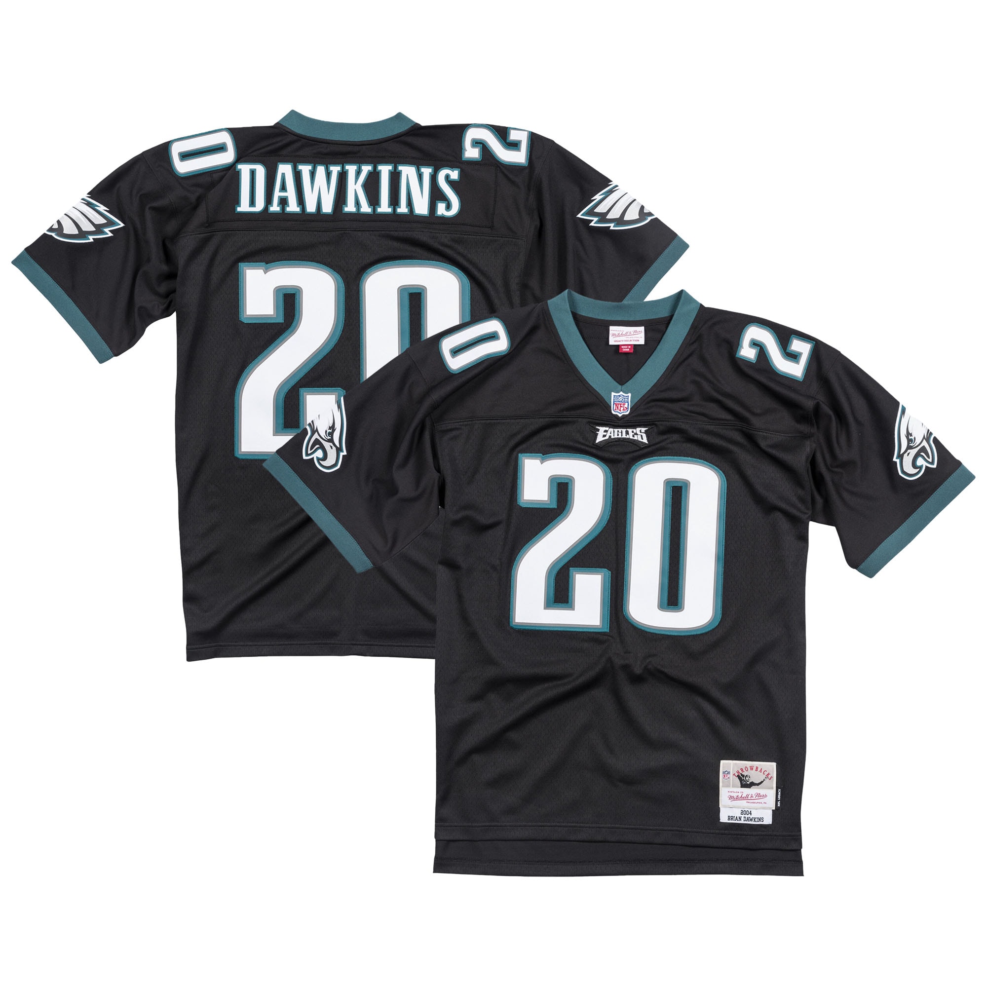 Men's Philadelphia Eagles Brian Dawkins Mitchell & Ness Black Legacy Jersey JS7842 nicesnker