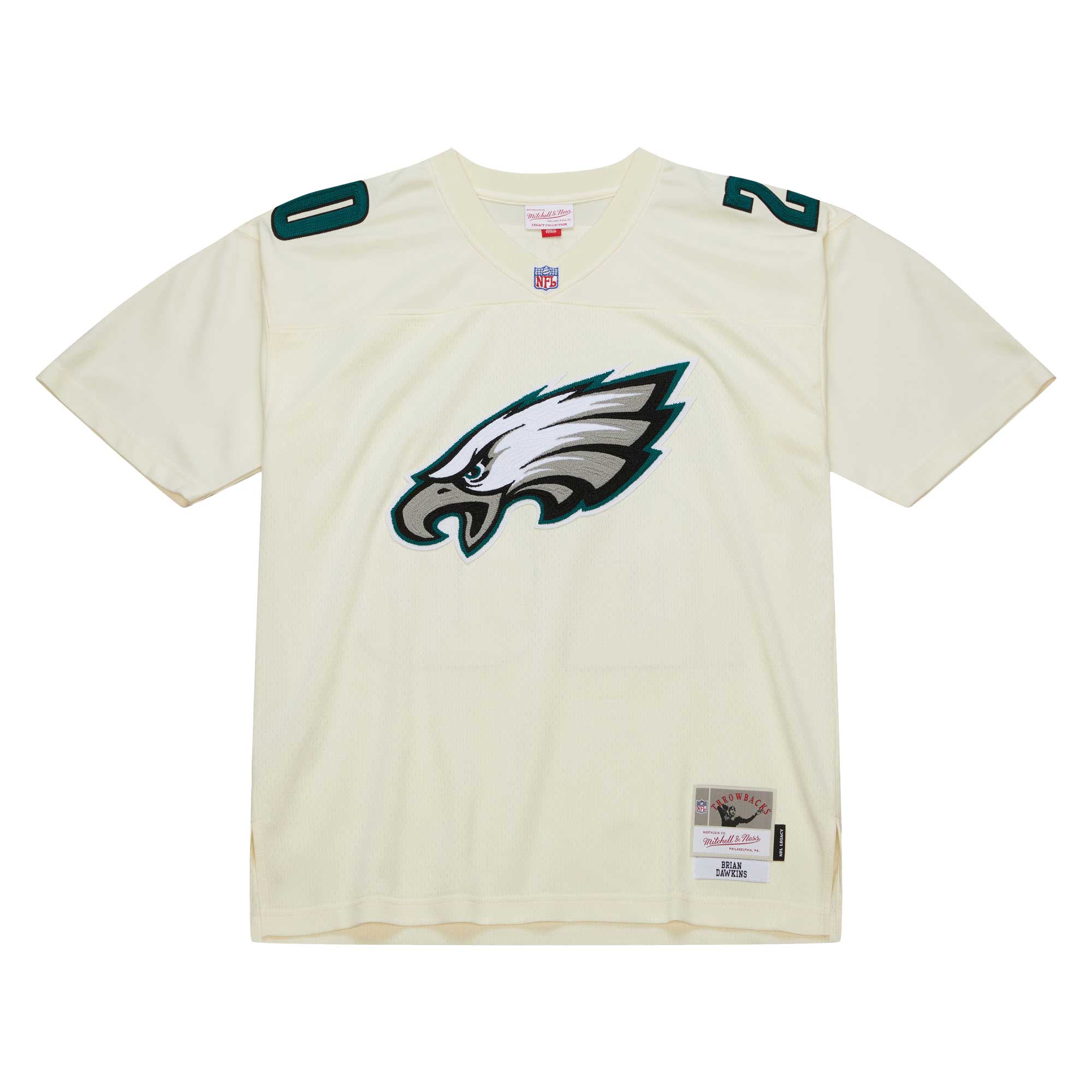 Men's Philadelphia Eagles Brian Dawkins Mitchell & Ness Cream Chainstitch Legacy Jersey JS4377 nicesnker - Image 2