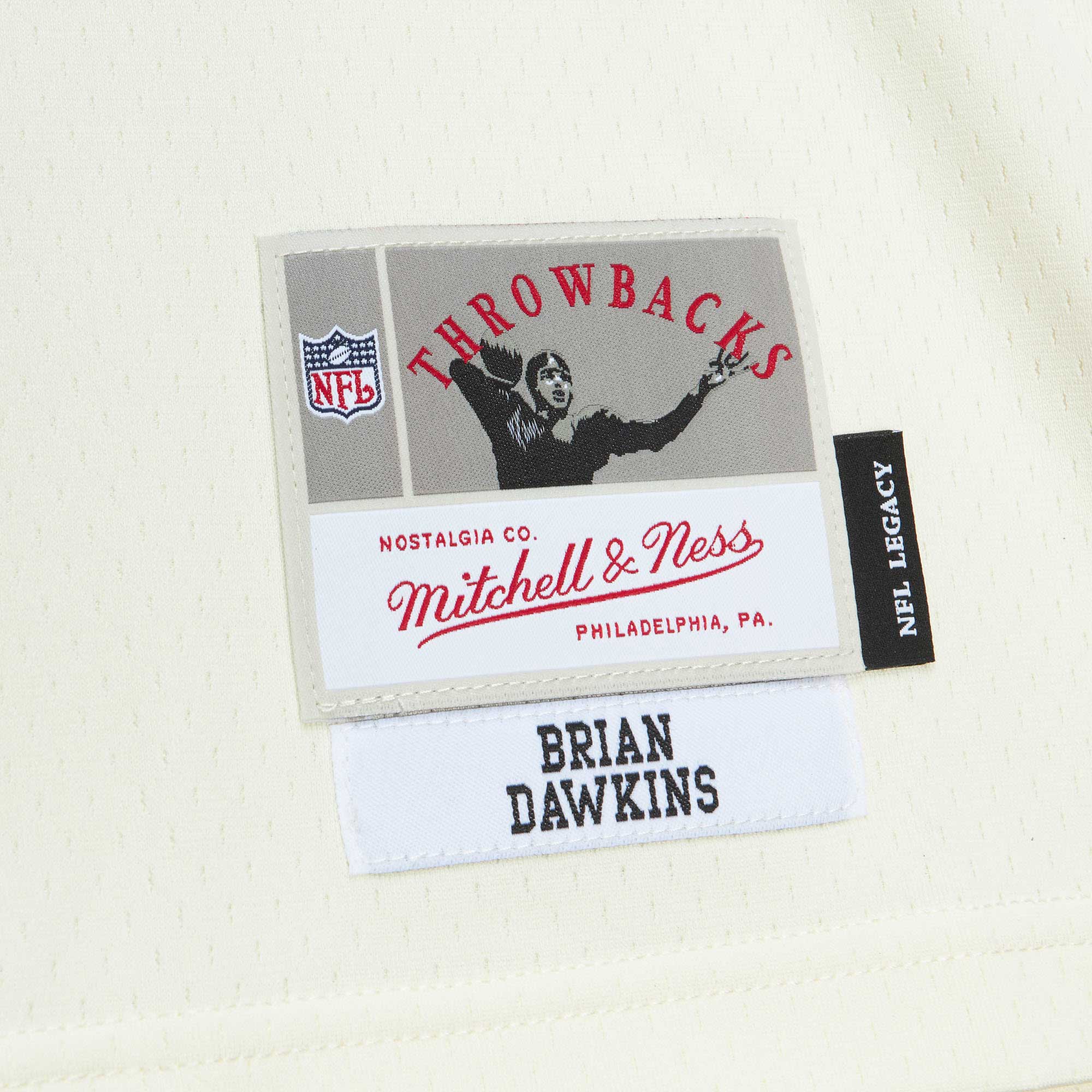 Men's Philadelphia Eagles Brian Dawkins Mitchell & Ness Cream Chainstitch Legacy Jersey JS4377 nicesnker - Image 5