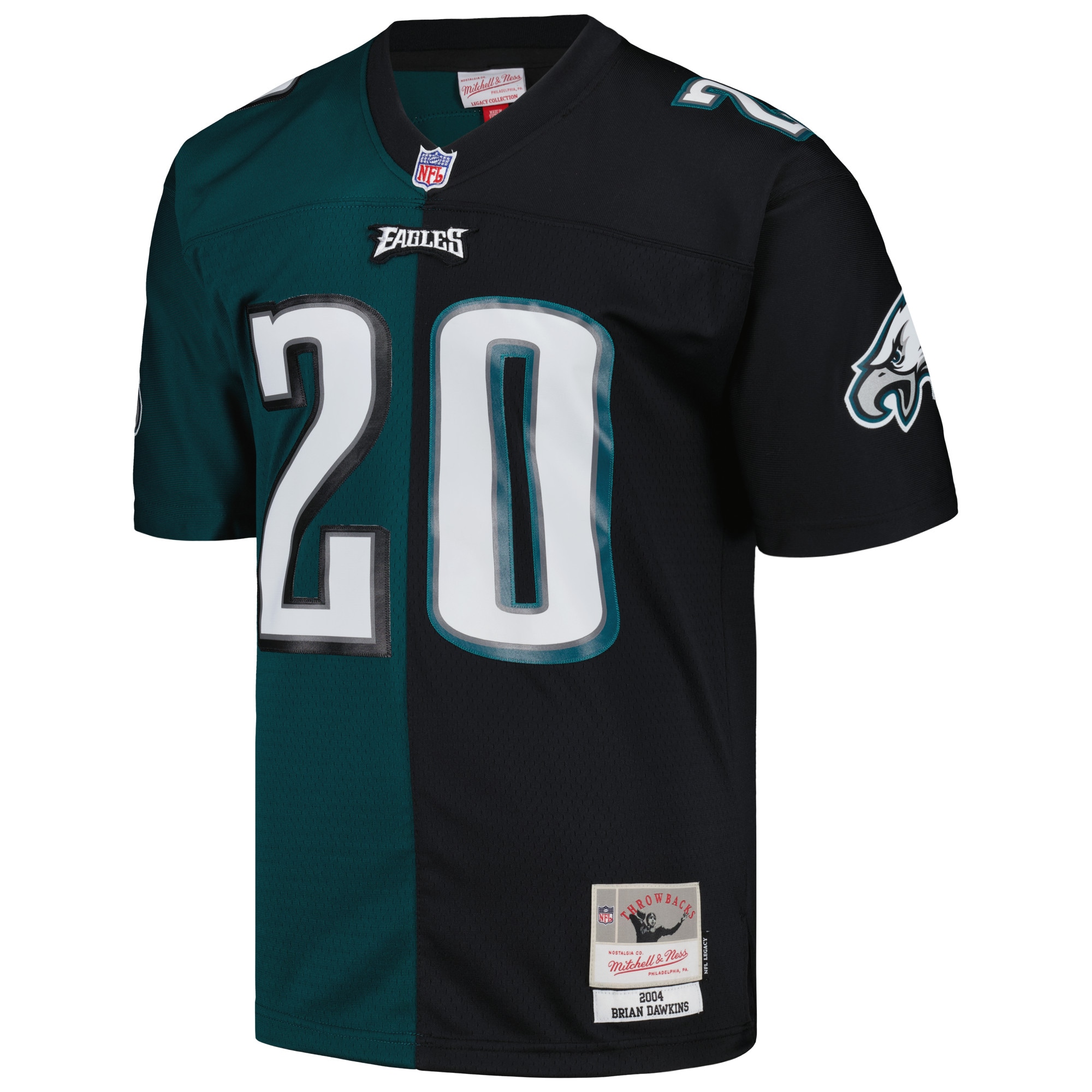 Men's Philadelphia Eagles Brian Dawkins Mitchell & Ness Midnight Green/Black 2004 Split Legacy Jersey JS3103 nicesnker - Image 2