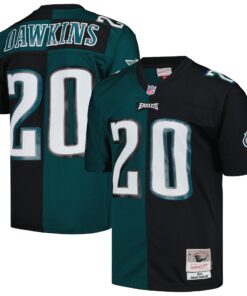 Men's Philadelphia Eagles Brian Dawkins Mitchell & Ness Midnight Green/Black 2004 Split Legacy Jersey JS3103 nicesnker