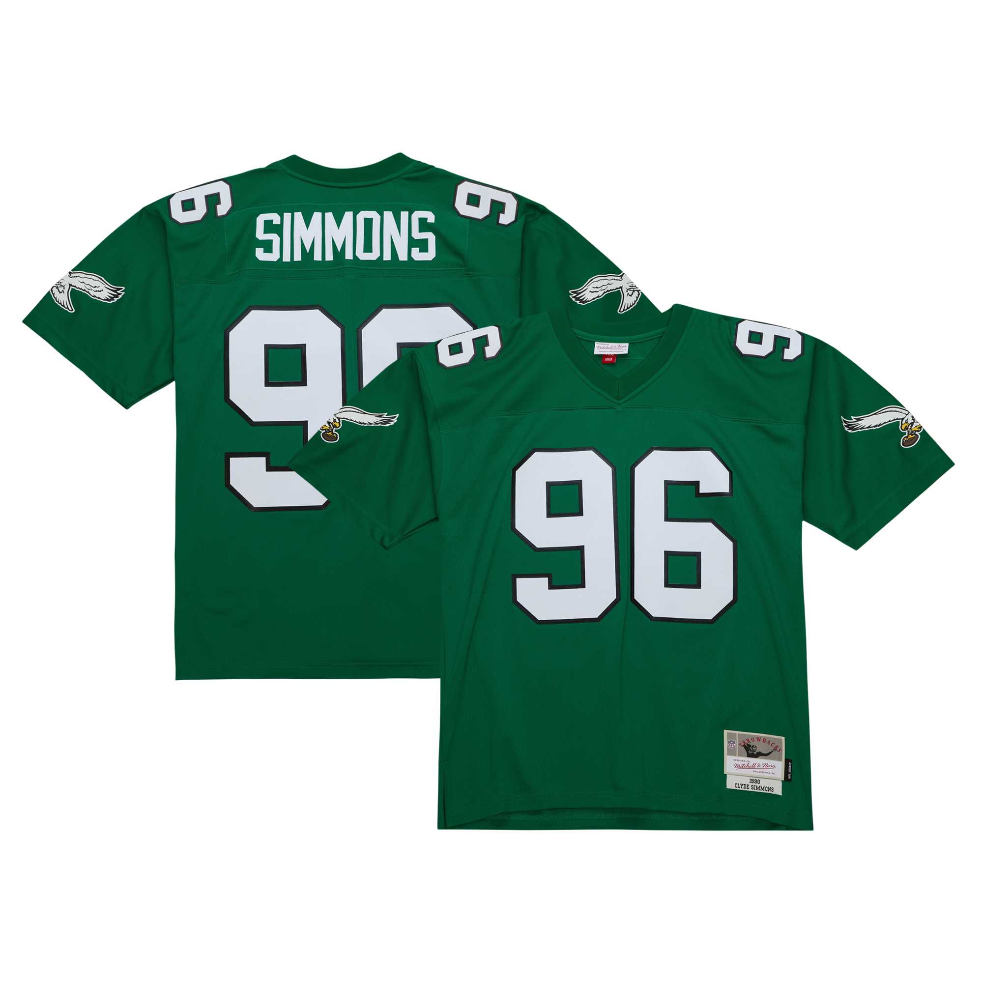 Men's Philadelphia Eagles Clyde Simmons Mitchell & Ness Kelly Green Legacy Jersey JS5407 nicesnker